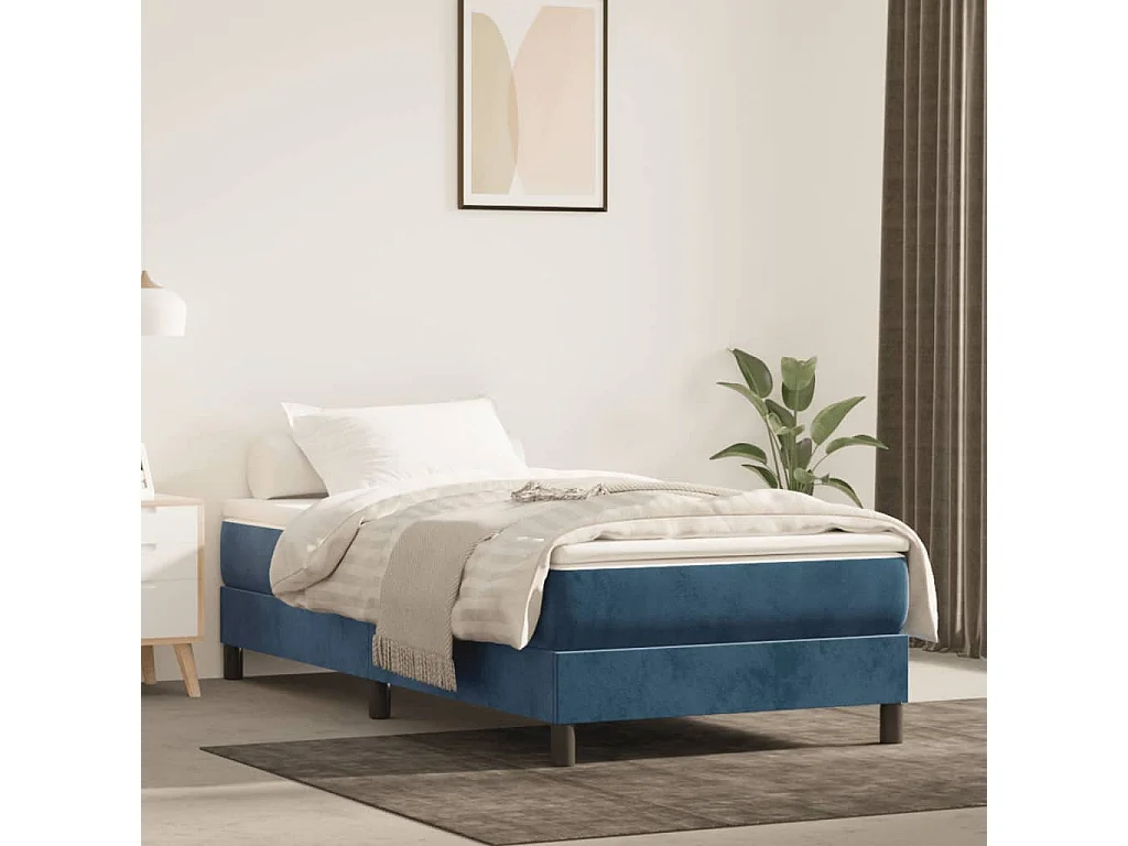 Matelas à ressorts ensachés pour enfants bleu 80x160 cm velours