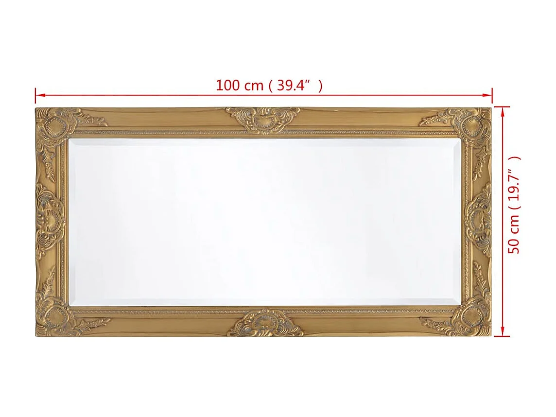 Miroir mural style baroque 100x50 cm Doré