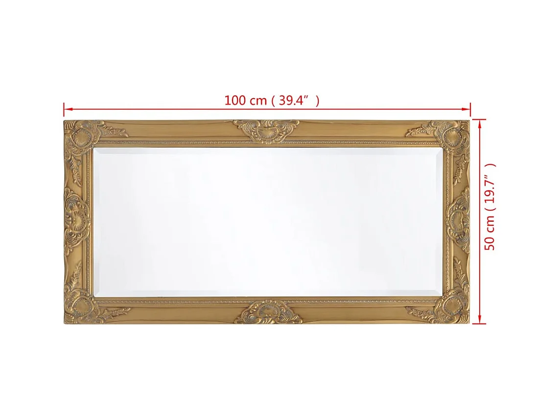 Espejo de pared estilo barroco dorado 100x50 cm