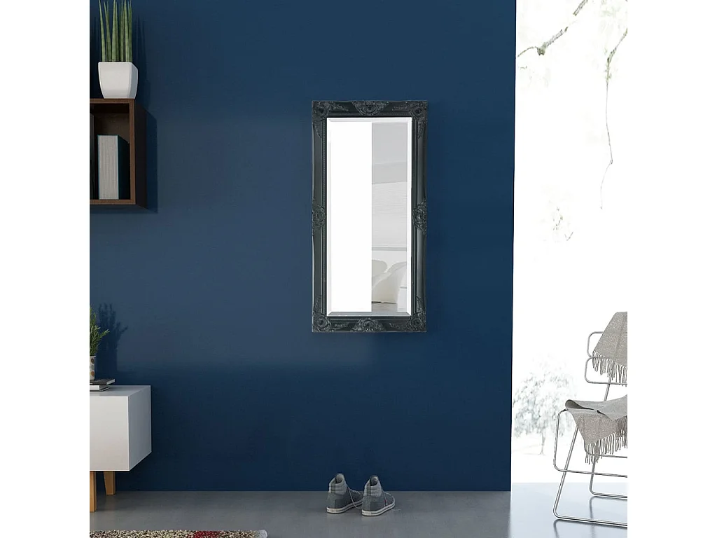 Espejo de pared estilo barroco 100x50 cm negro