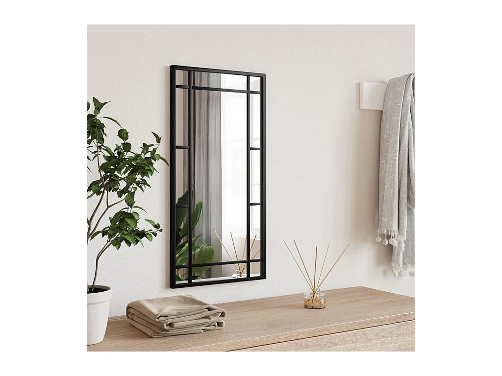 Miroir mural noir 30x60 cm rectangulaire fer