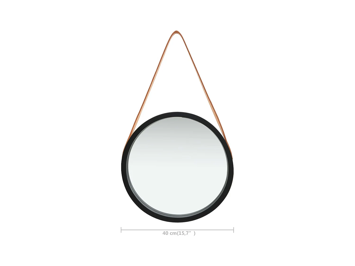 Miroir mural avec sangle 40 cm Noir
