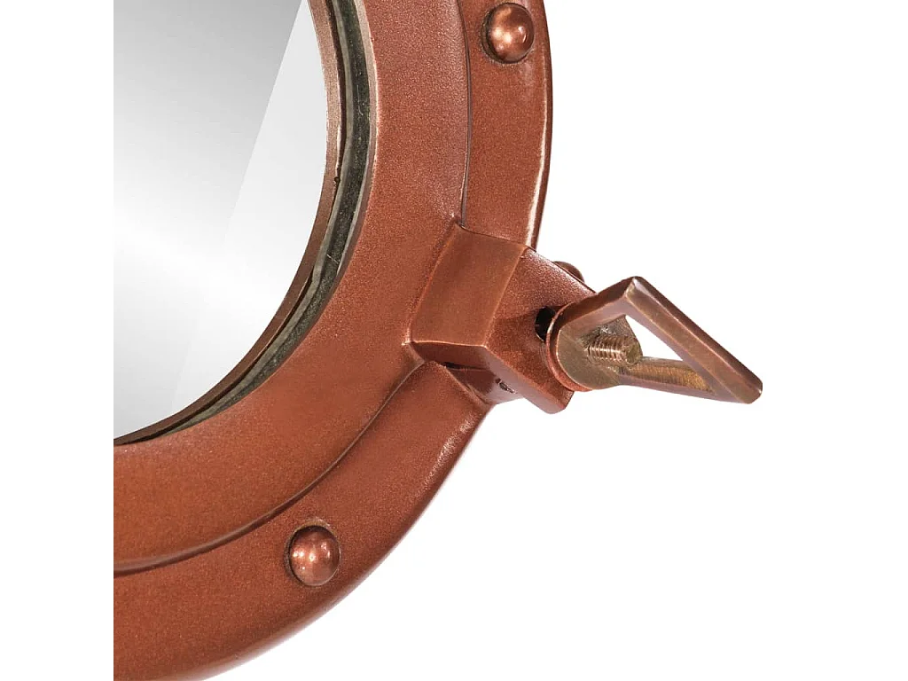 Espelho de parede estilo escotilha Ø50 cm alumínio e vidro