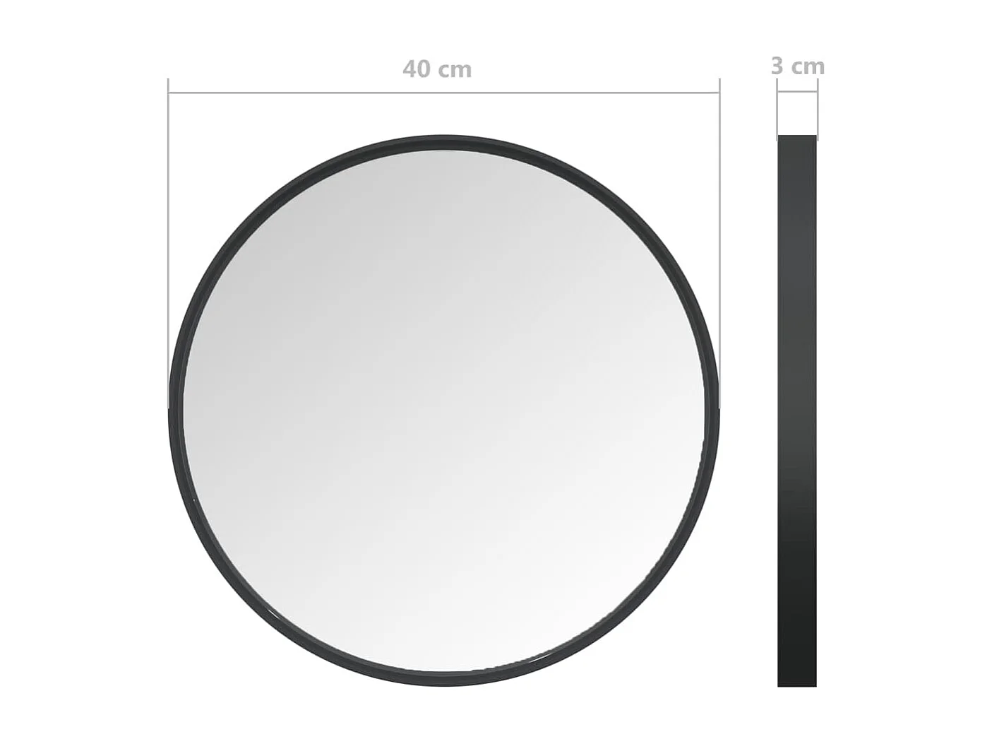 Specchio da Parete Nero 40 cm