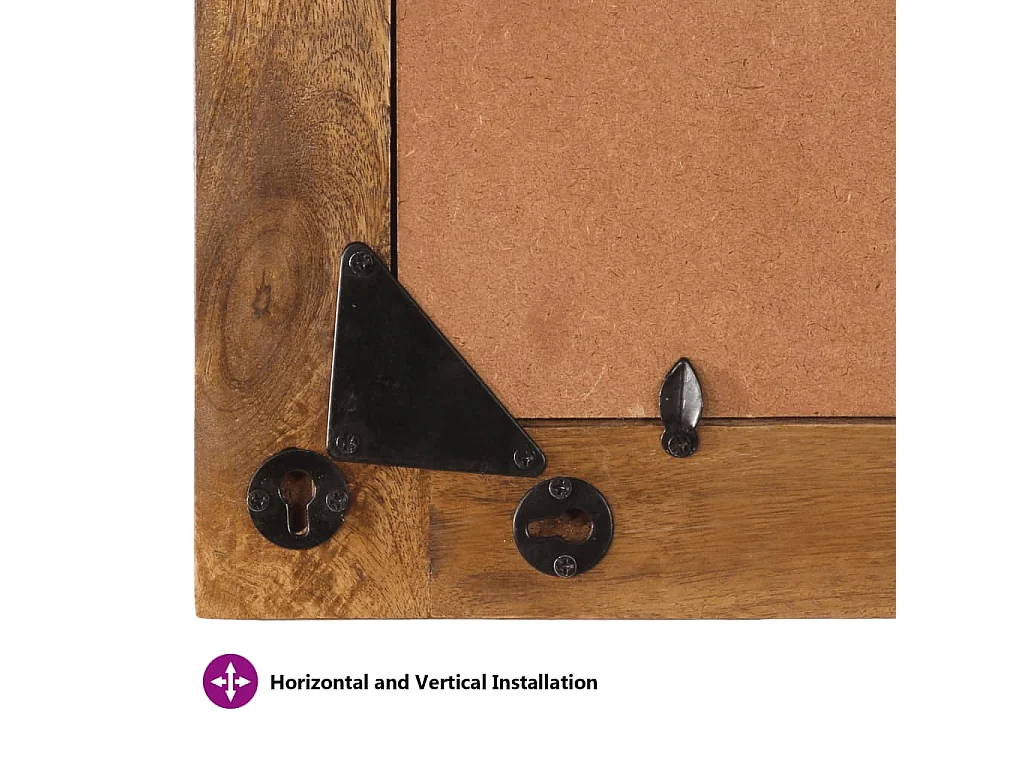 Miroir 70x50 cm bois de manguier massif et verre