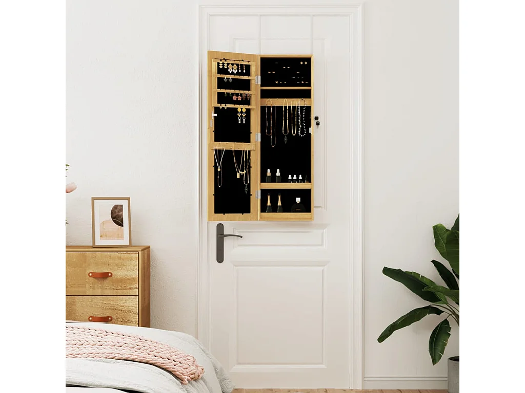 Armoire à bijoux avec miroir murale 30x8,5x90 cm