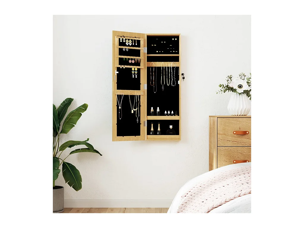 Armoire à bijoux avec miroir murale 30x8,5x90 cm