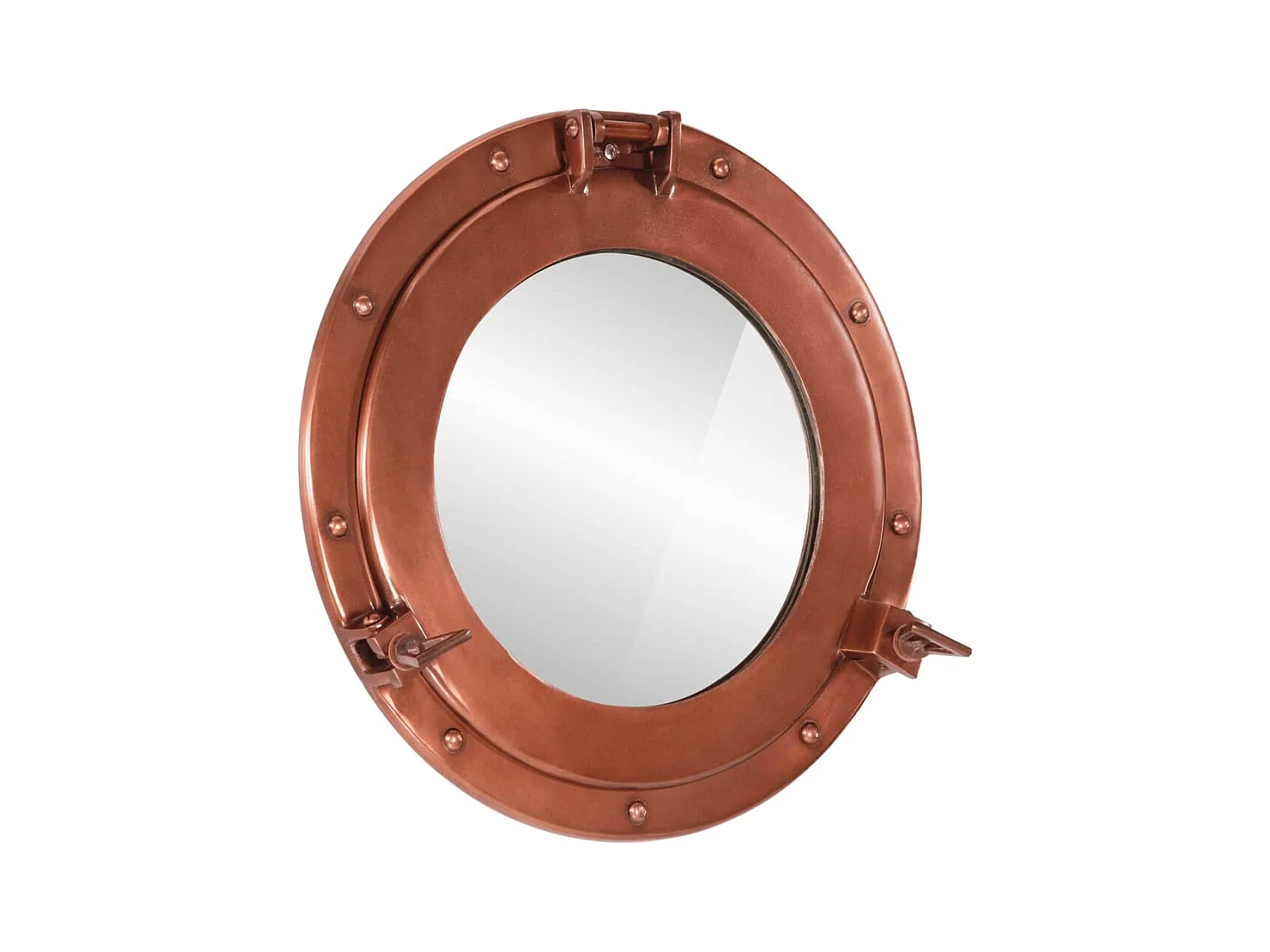 Specchio da Parete Design Oblò Ø38 cm in Alluminio e Vetro
