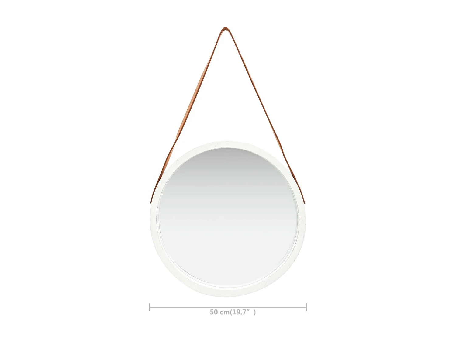 Wandspiegel mit Gürtel 50 cm Weiß