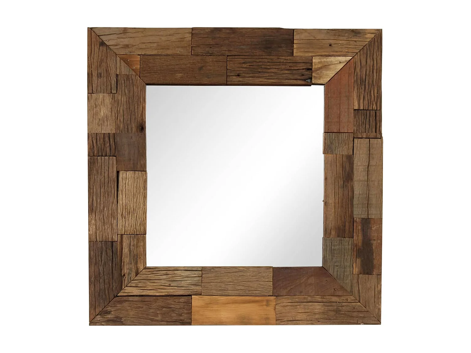 Specchio in Legno Massello di Recupero 50x50 cm