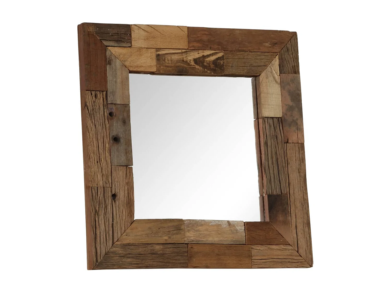 Specchio in Legno Massello di Recupero 50x50 cm
