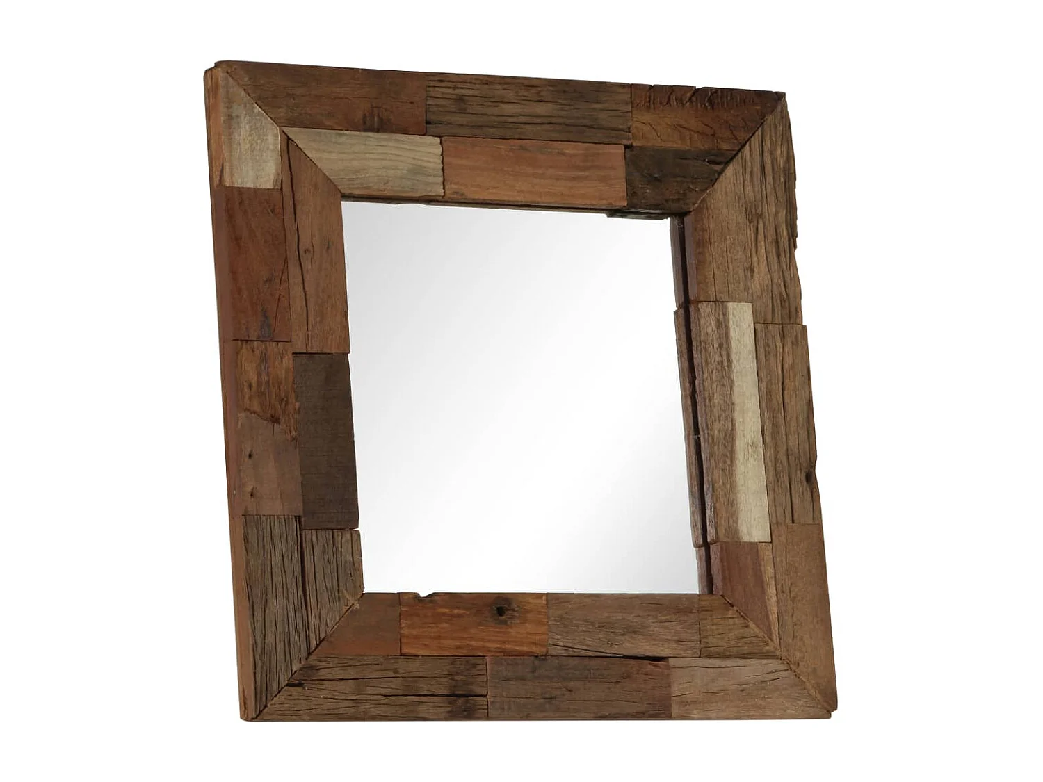 Specchio in Legno Massello di Recupero 50x50 cm