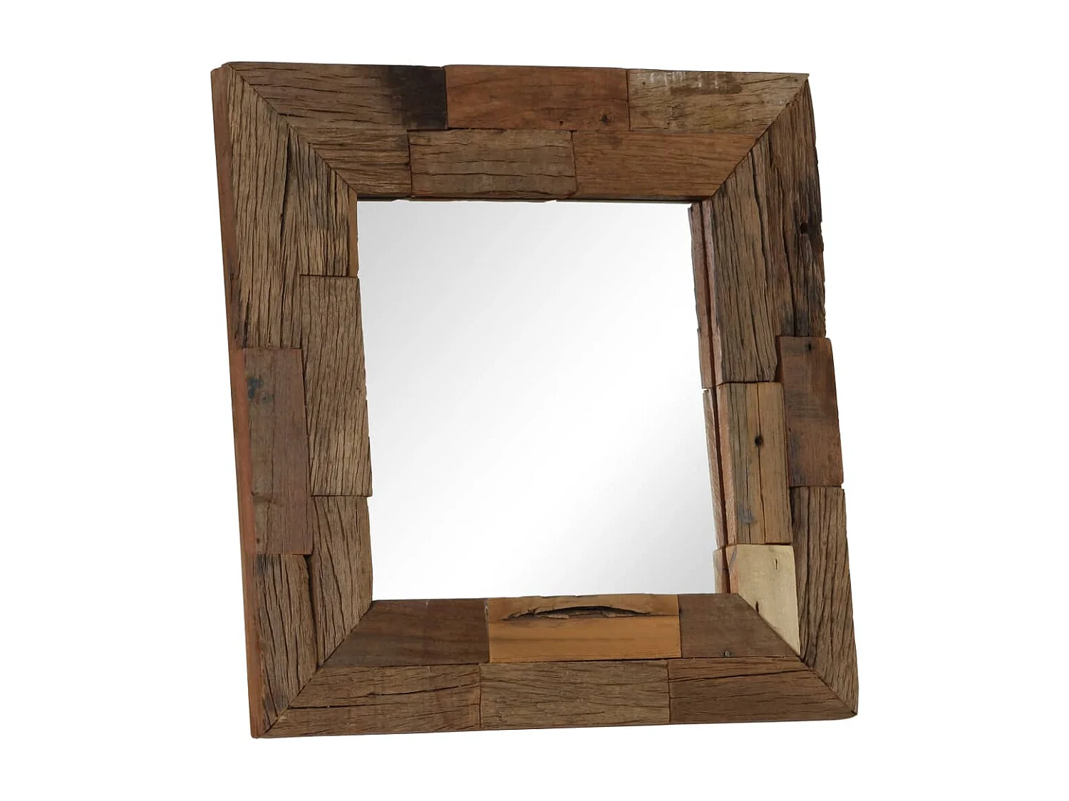 Specchio in Legno Massello di Recupero 50x50 cm