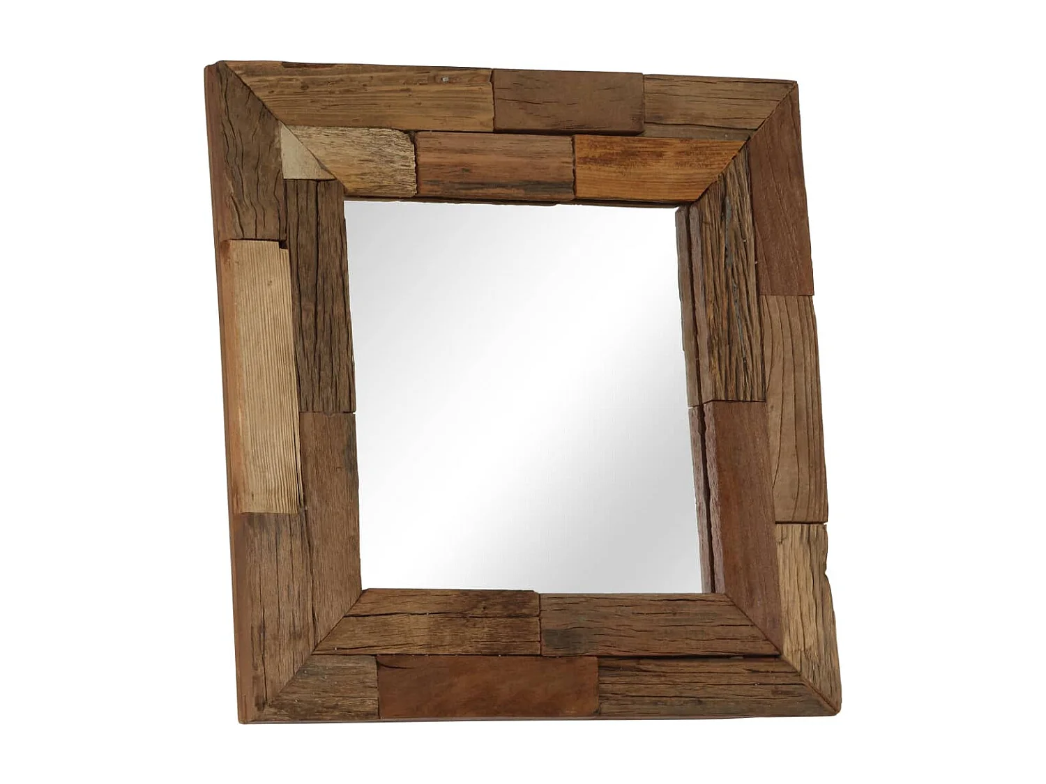 Specchio in Legno Massello di Recupero 50x50 cm