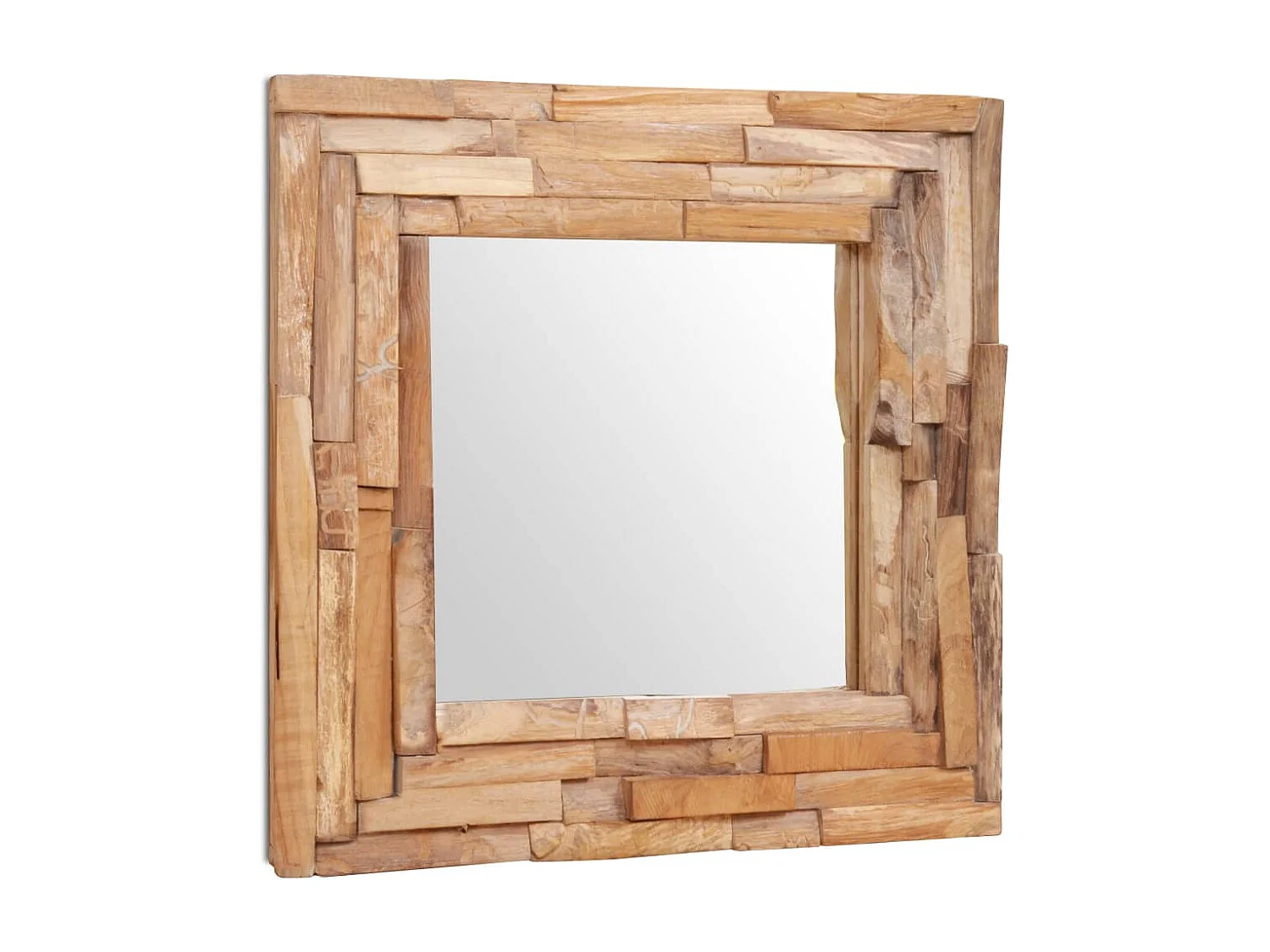 Espelho decorativo em teca 60x60 cm quadrado