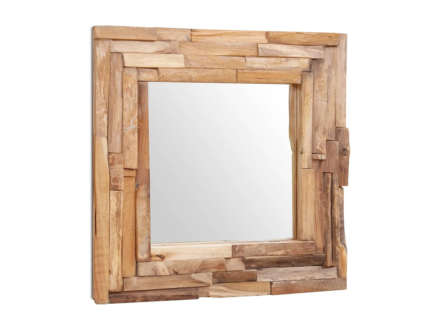Espelho decorativo em teca 60x60 cm quadrado