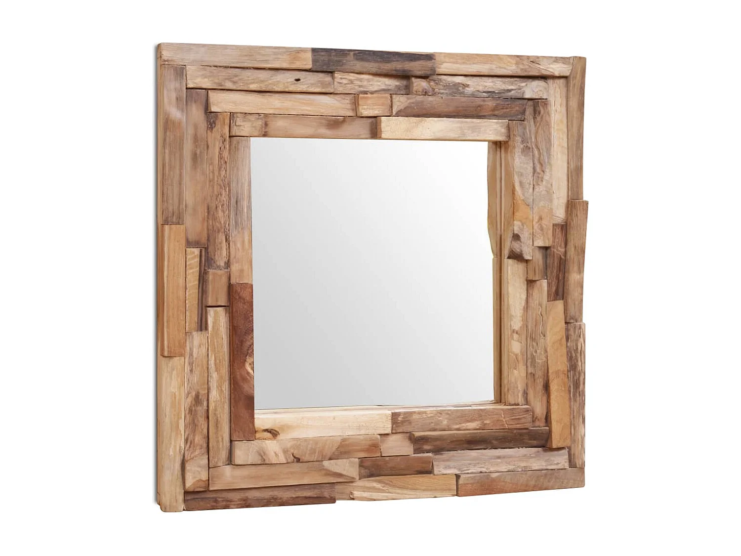 Espelho decorativo em teca 60x60 cm quadrado