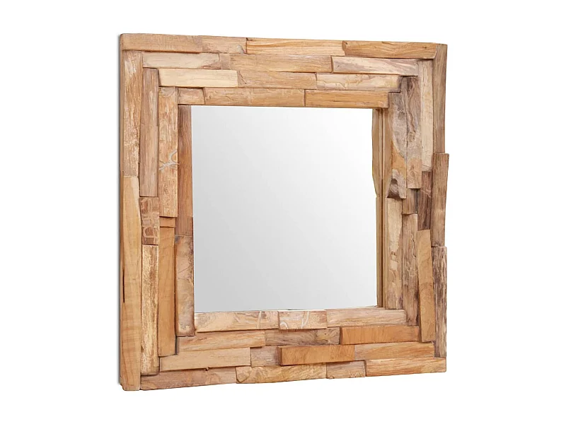 Espelho decorativo em teca 60x60 cm quadrado