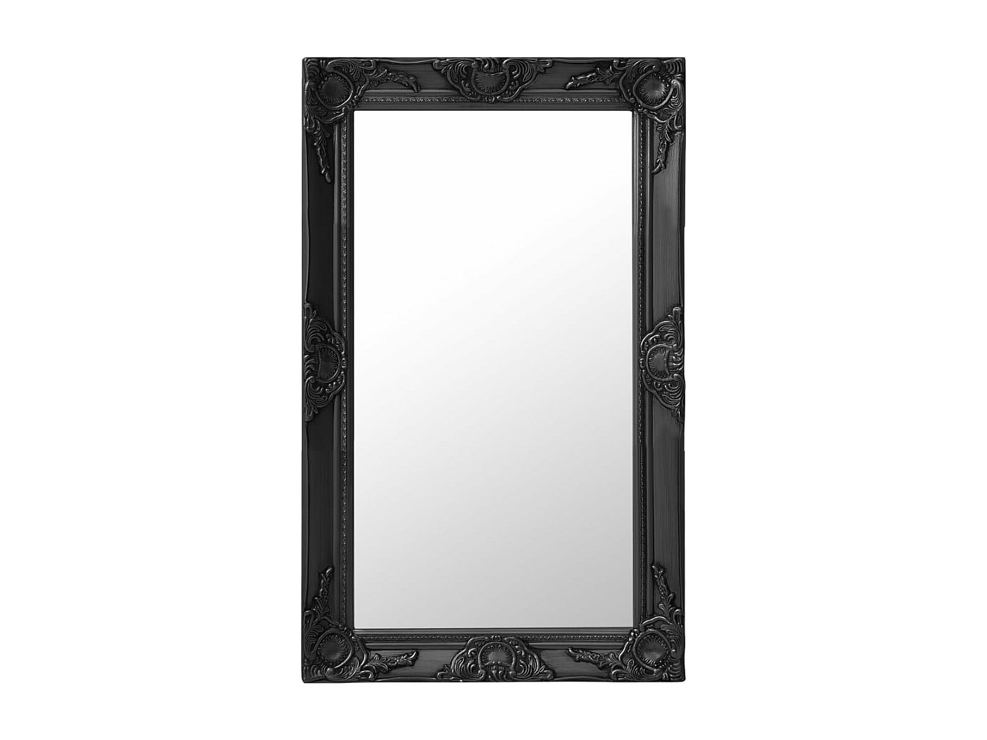Specchio Da Parete Stile Barocco 60x40 Cm | Cornice In Legno Nero Con Decorazioni, Bordo Smussato, Gancio Incluso