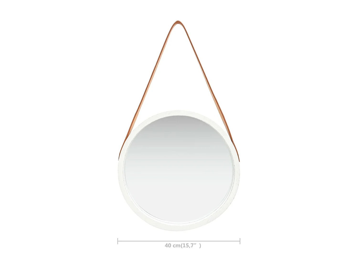 Specchio da Parete con Cinghia 40 cm Bianco
