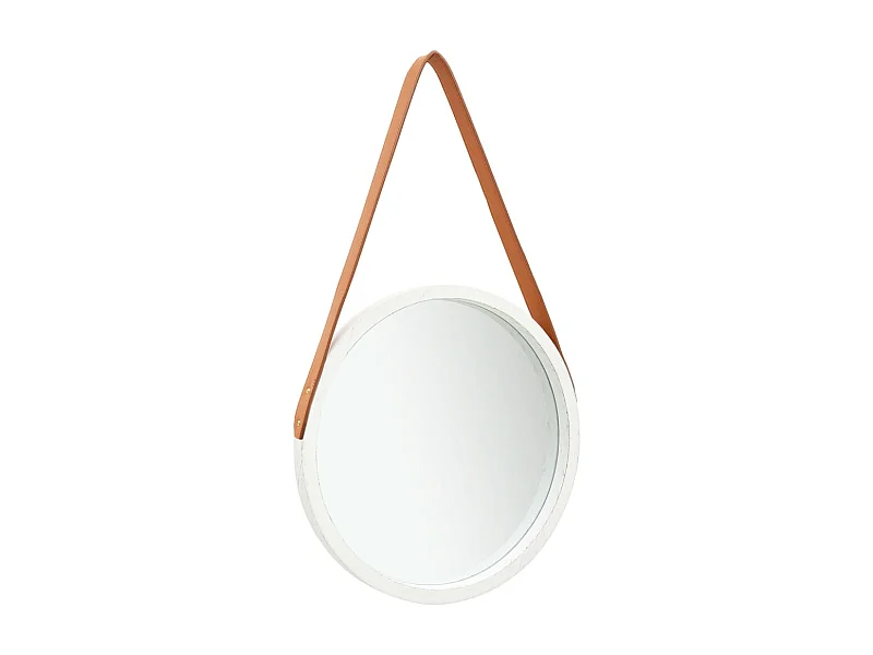 Wandspiegel mit Gürtel 40 cm Weiß