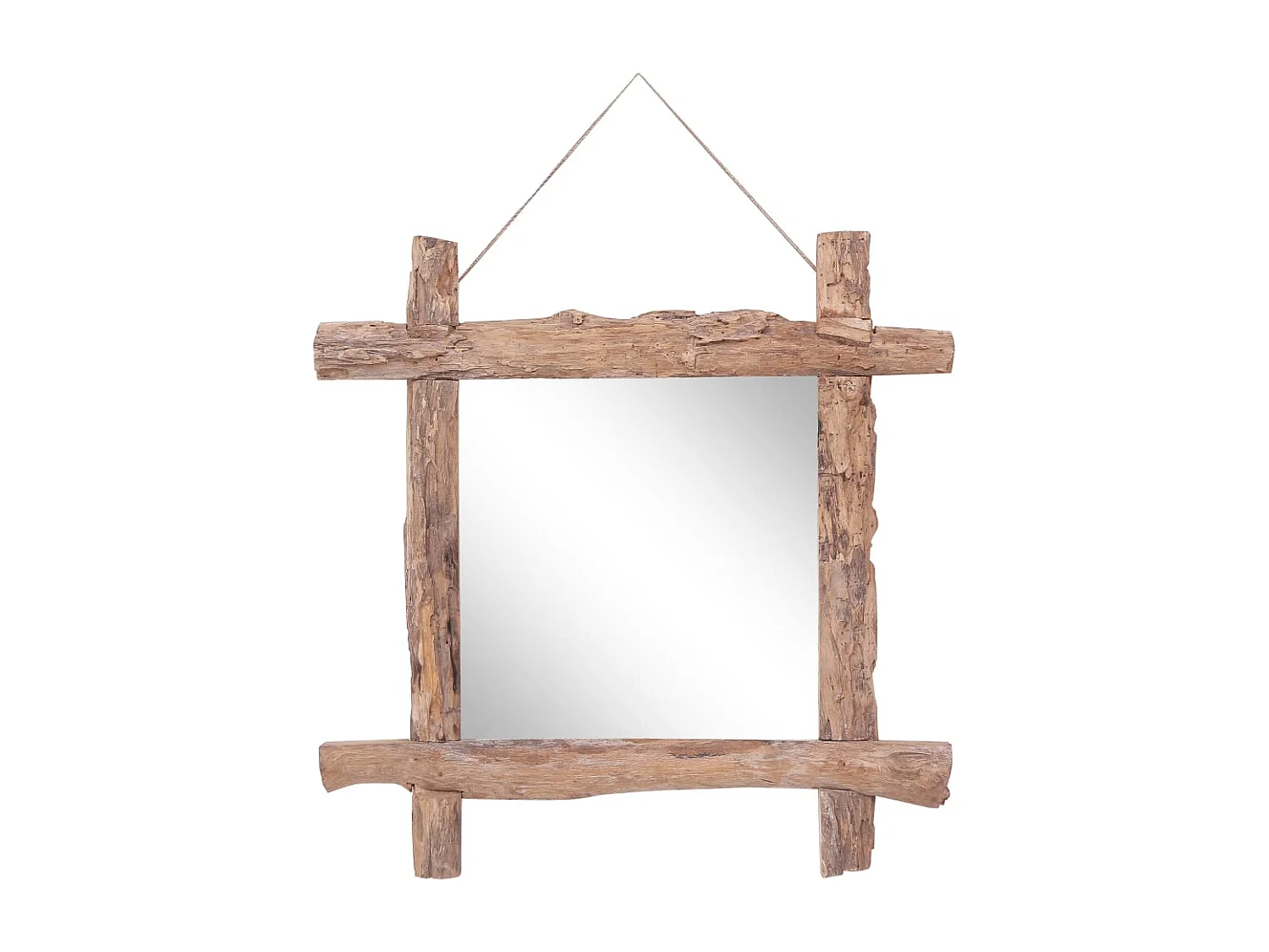 Miroir à bûches Naturel 70x70 cm bois de teck recyclé