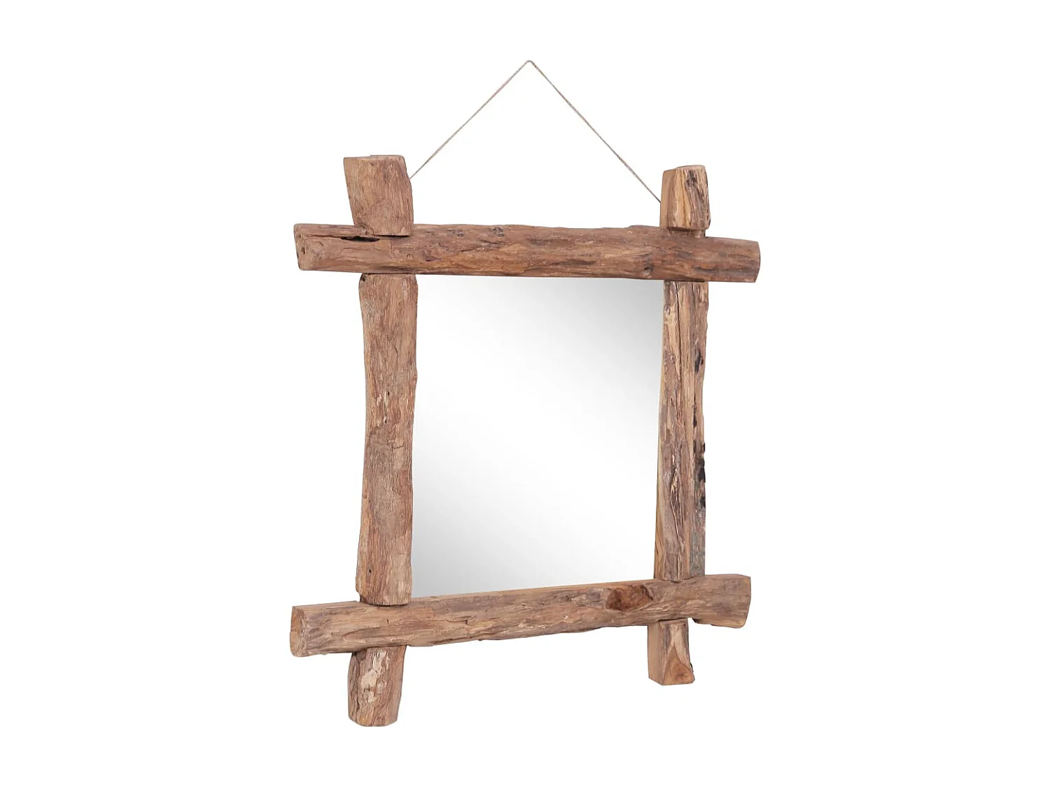 Miroir à bûches Naturel 70x70 cm bois de teck recyclé