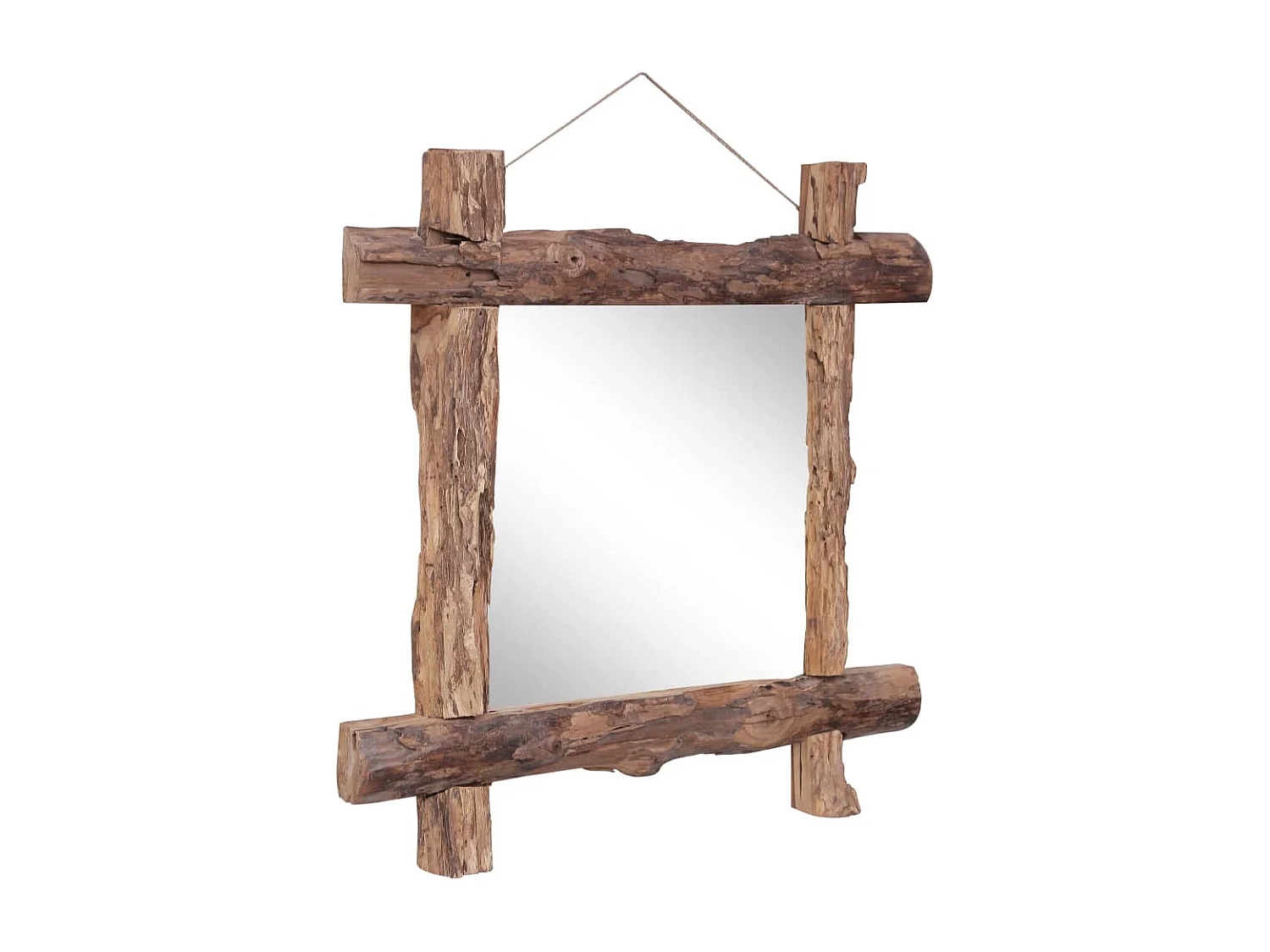 Miroir à bûches Naturel 70x70 cm bois de teck recyclé