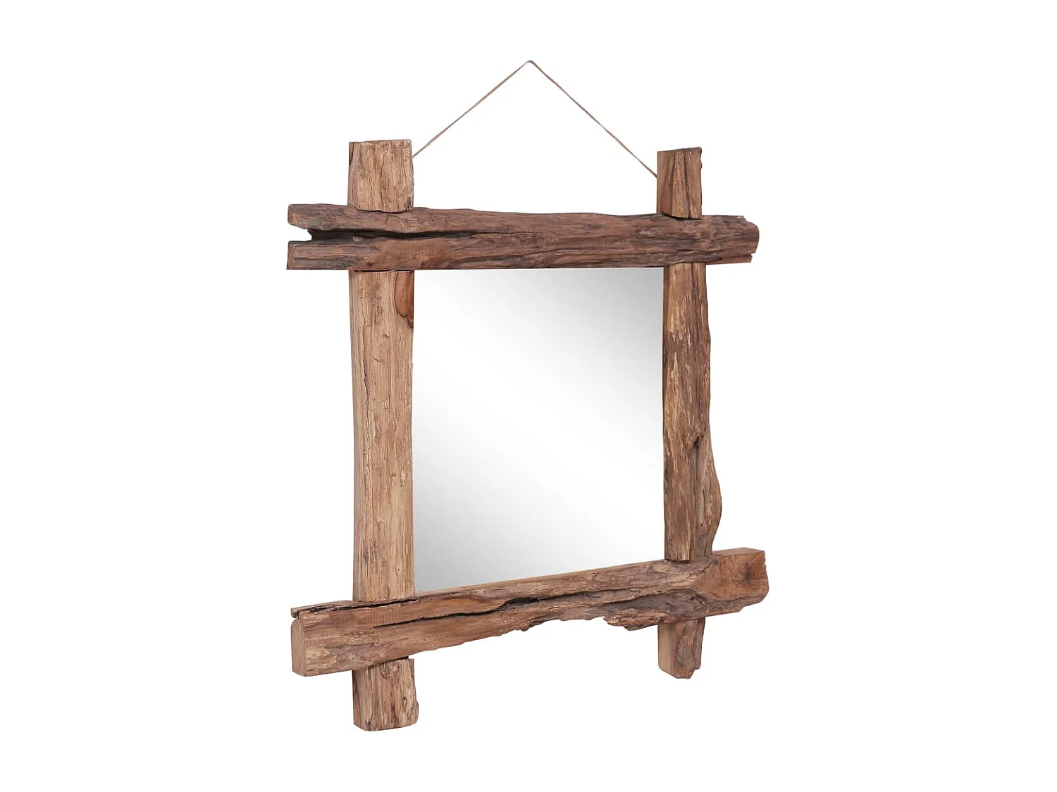 Miroir à bûches Naturel 70x70 cm bois de teck recyclé