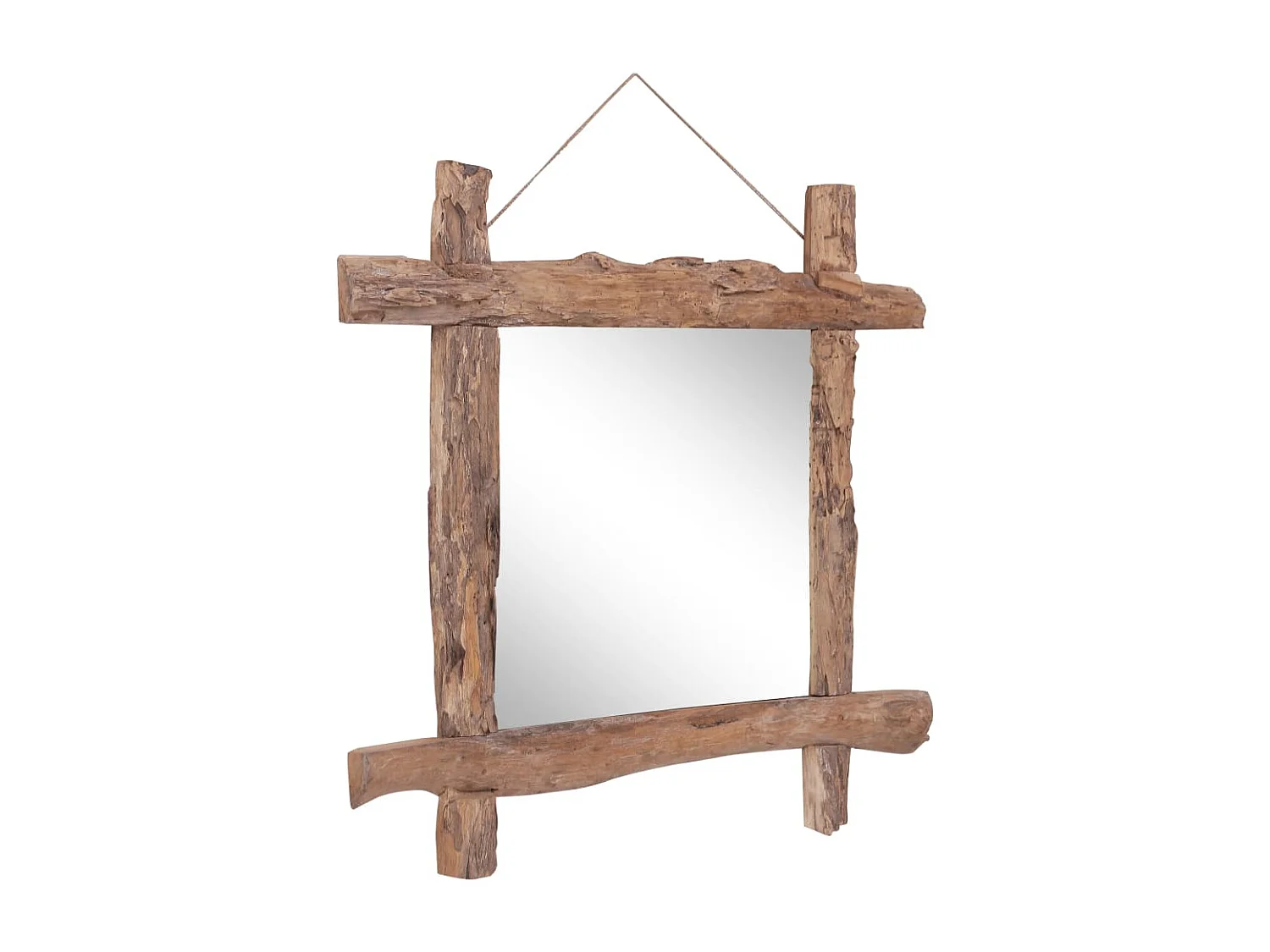 Miroir à bûches Naturel 70x70 cm bois de teck recyclé