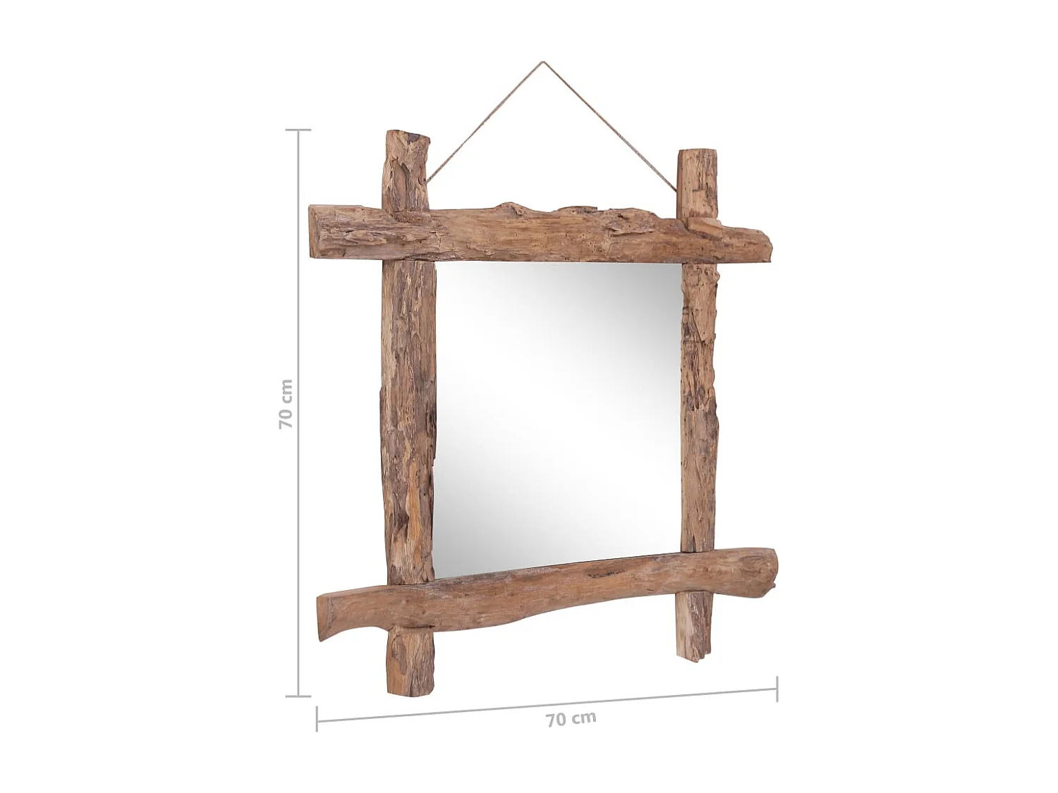 Miroir à bûches Naturel 70x70 cm bois de teck recyclé