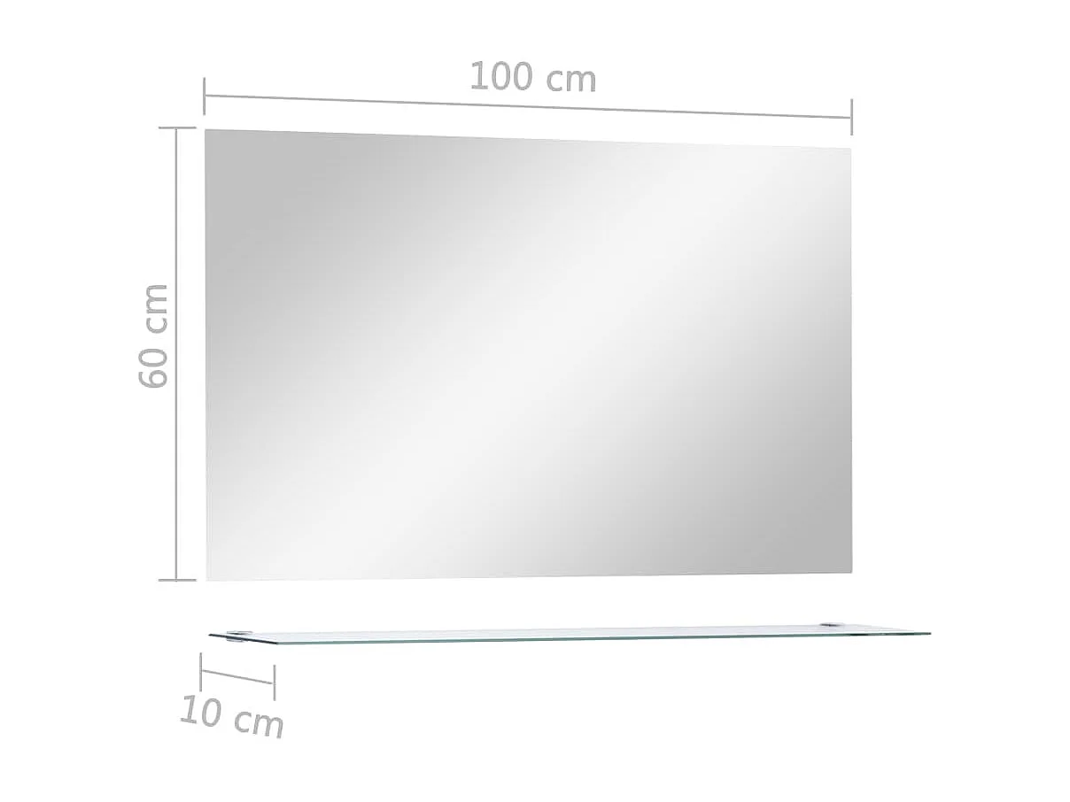 Specchio da Parete con Mensola 100x60 cm in Vetro Temperato