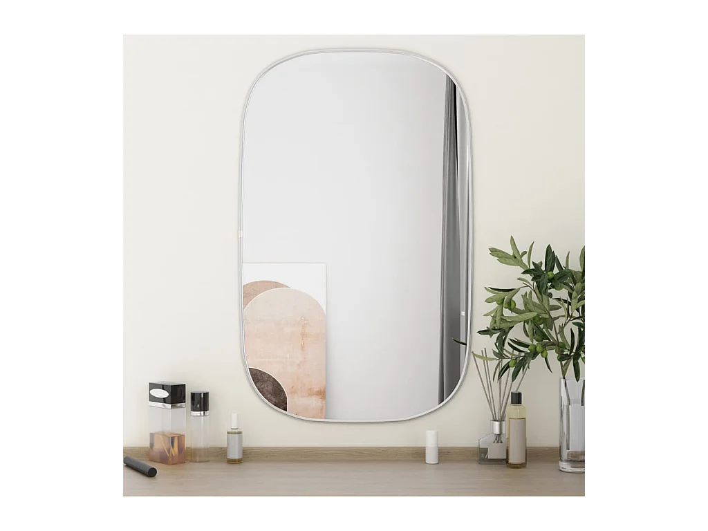 Espejo de pared plateado 80x50 cm