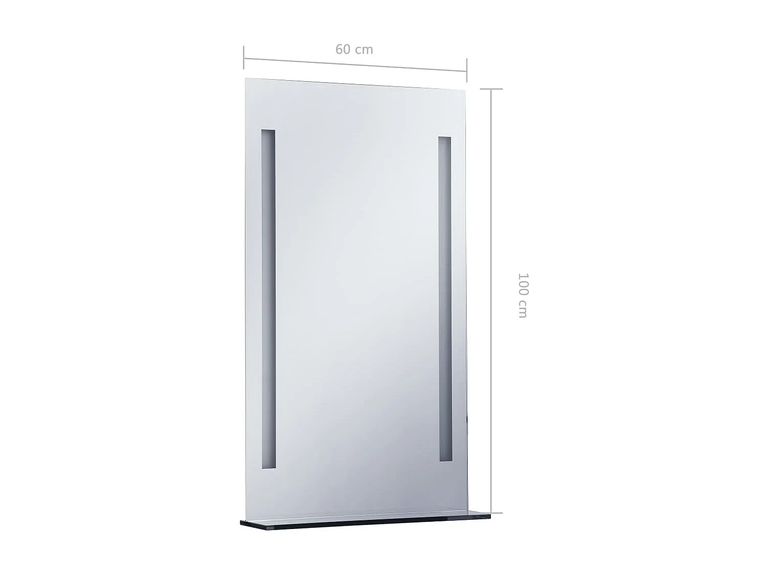 Miroir mural à LED pour salle de bains avec étagère 60x100 cm