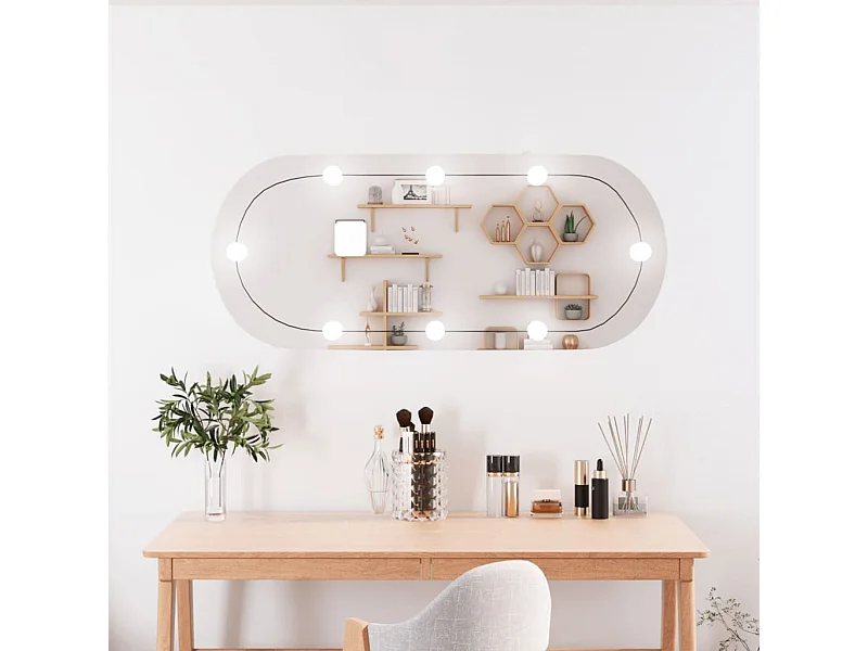 Specchio da Parete con Luci LED 25x60 cm Vetro Ovale