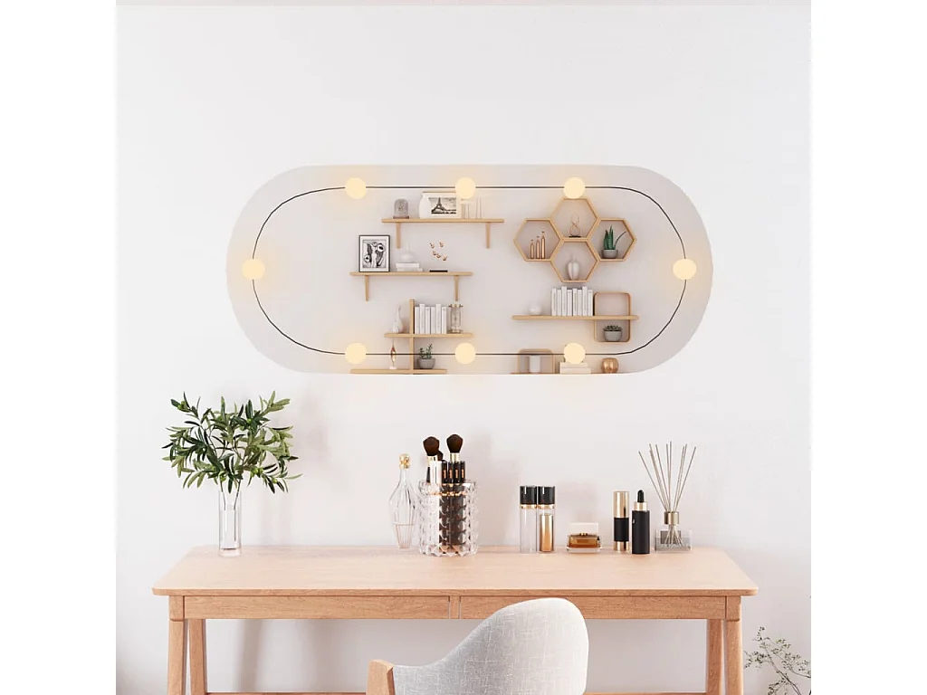 Miroir mural avec lumières LED 25x60 cm verre ovale