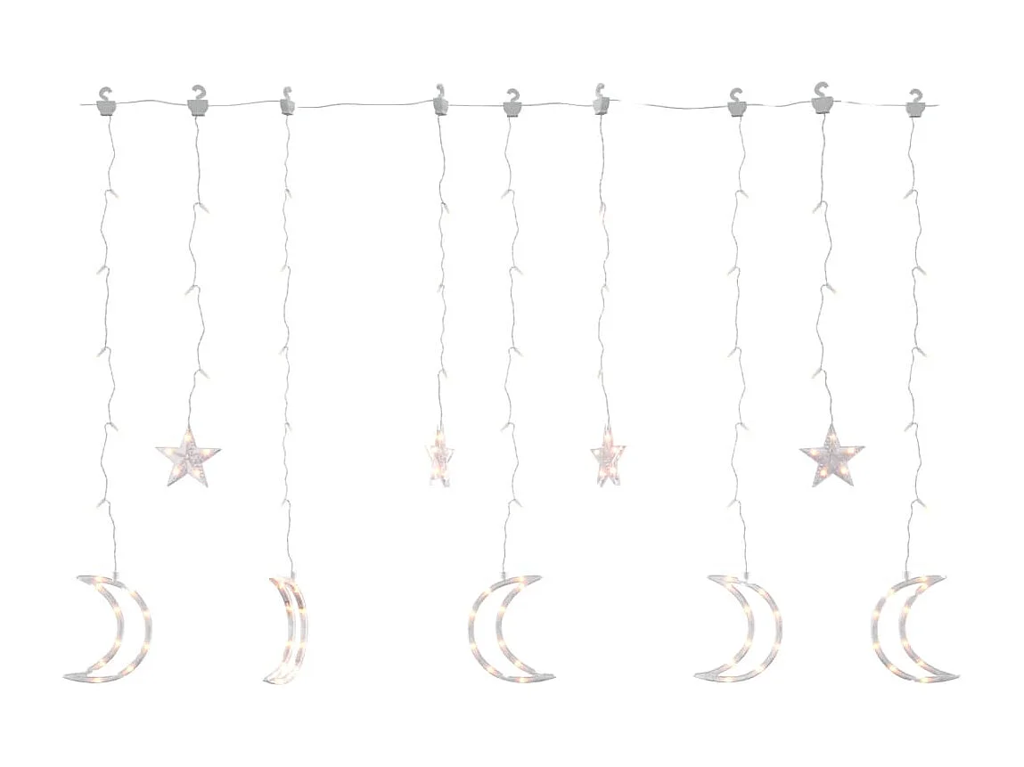 Guirnalda de luces estrella y luna con mando a distancia 138 LED