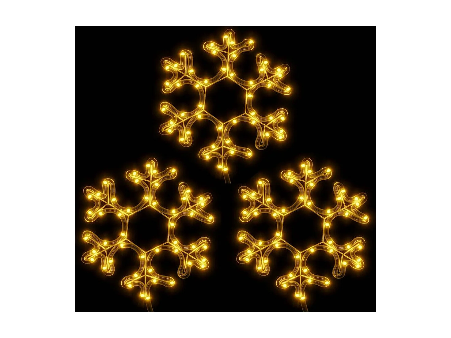 Fiocchi di neve natalizi con LED 3 pz Bianco caldo 27x27 cm