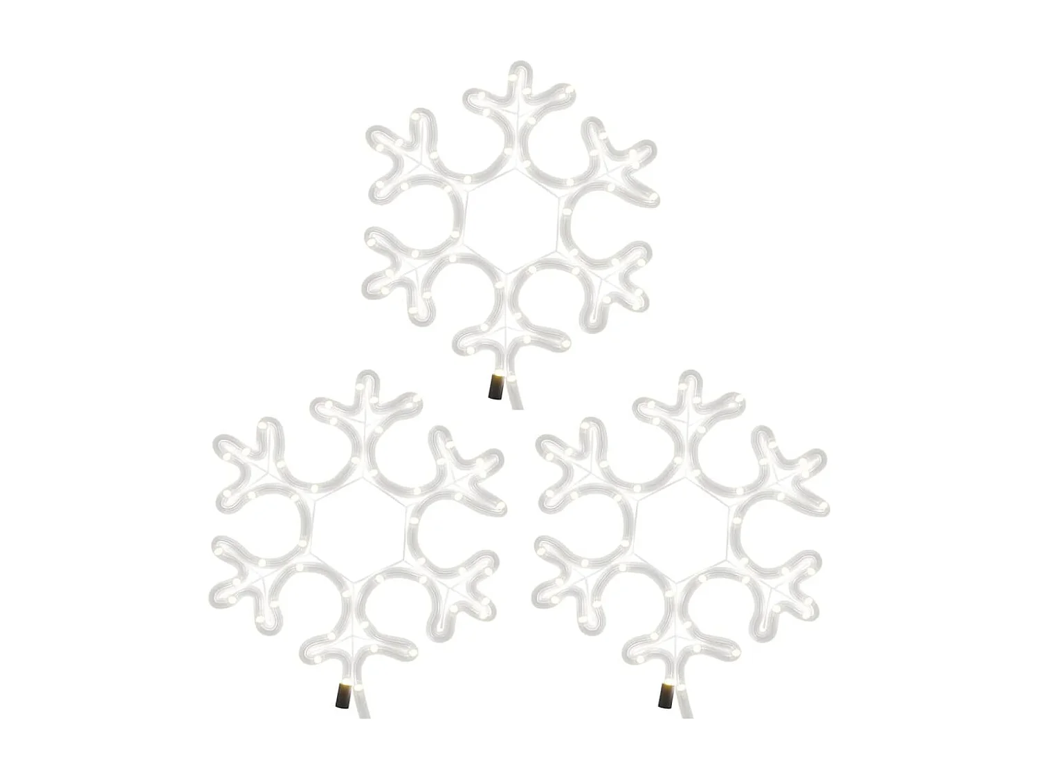 Fiocchi di neve natalizi con LED 3 pz Bianco caldo 27x27 cm