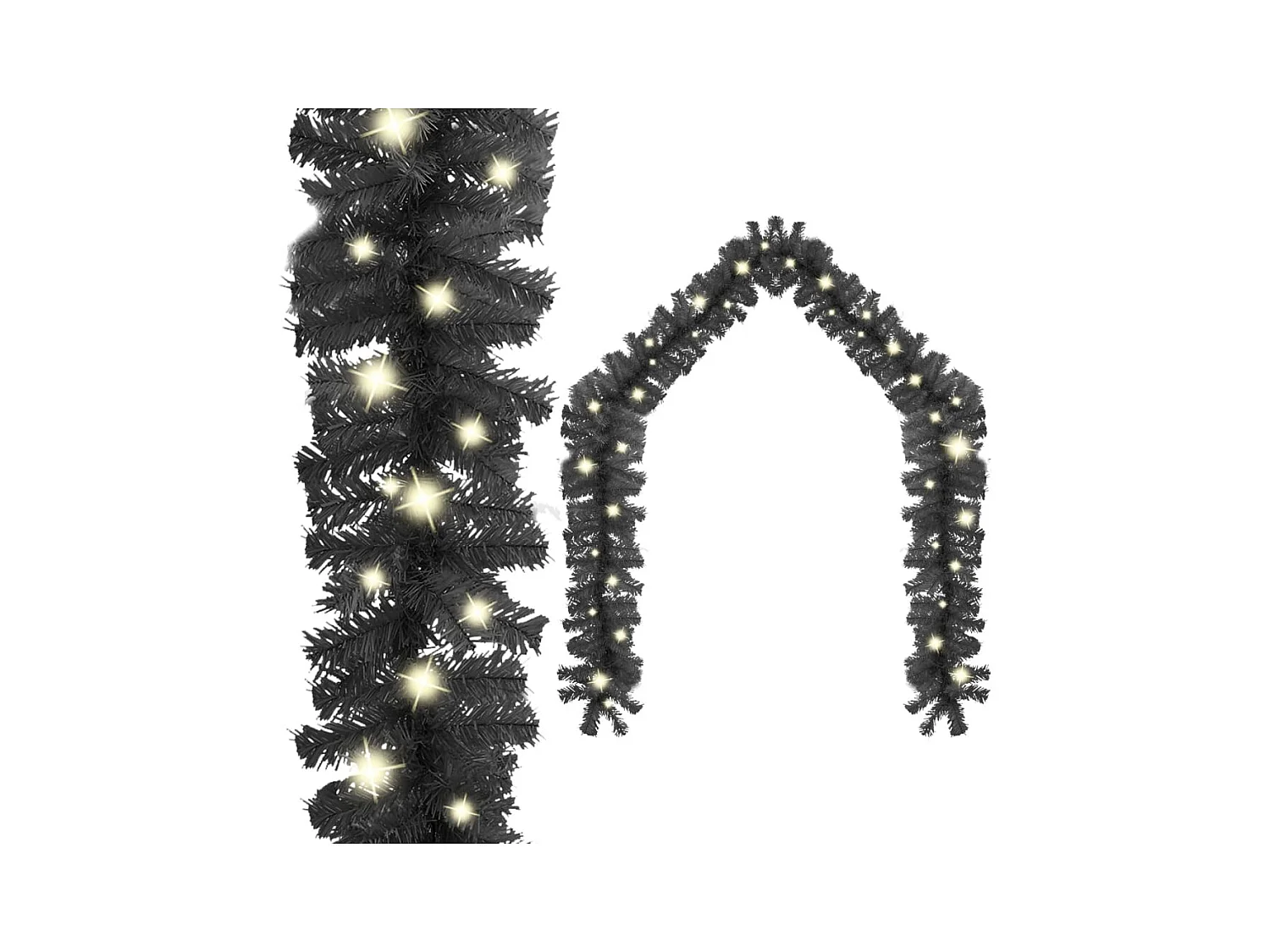 Guirlande de Noël avec lumières LED 20 m Noir
