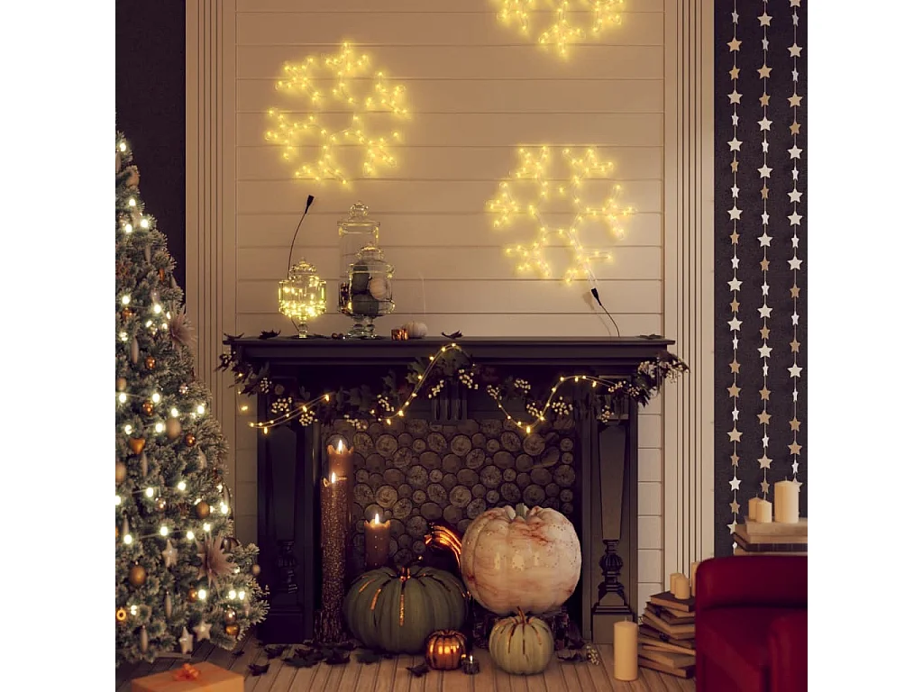 Figura fiocco di neve natalizia e 72 LED bianchi caldi 38x37 cm