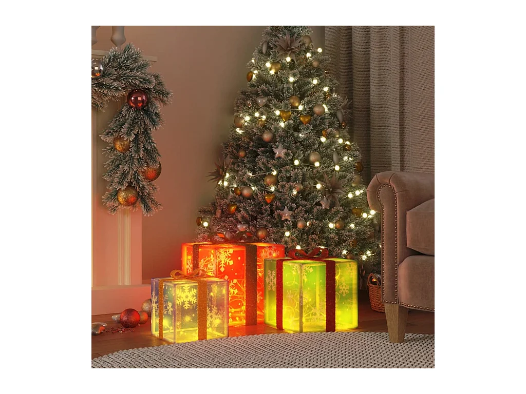 Scatole natalizie luminose 3 pz. 64 LED bianco caldo