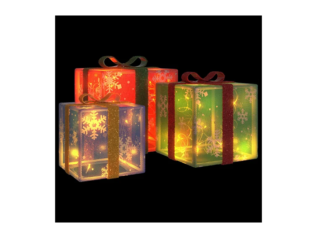 Boîtes de Noël lumineuses 3 pcs 64 LED blanc chaud