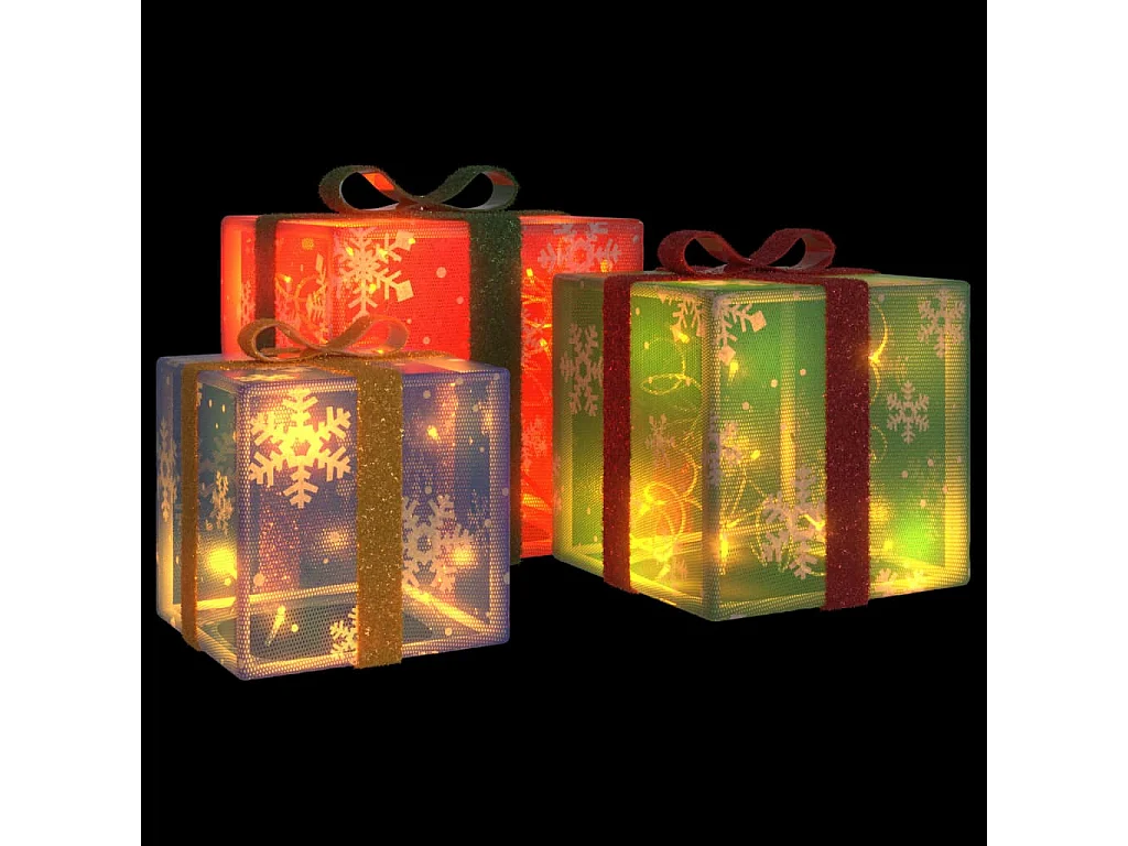 Boîtes de Noël lumineuses 3 pcs 64 LED blanc chaud