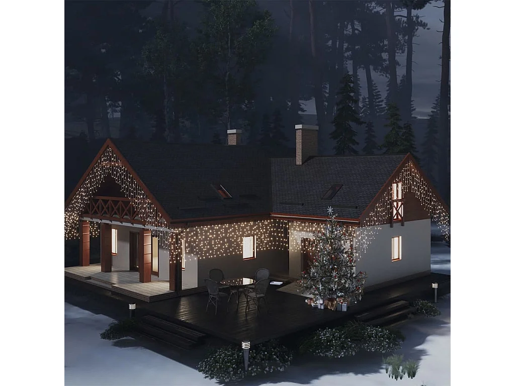 Rideau lumineux à glaçons LED 10m 400LED Blanc chaud 8fonctions