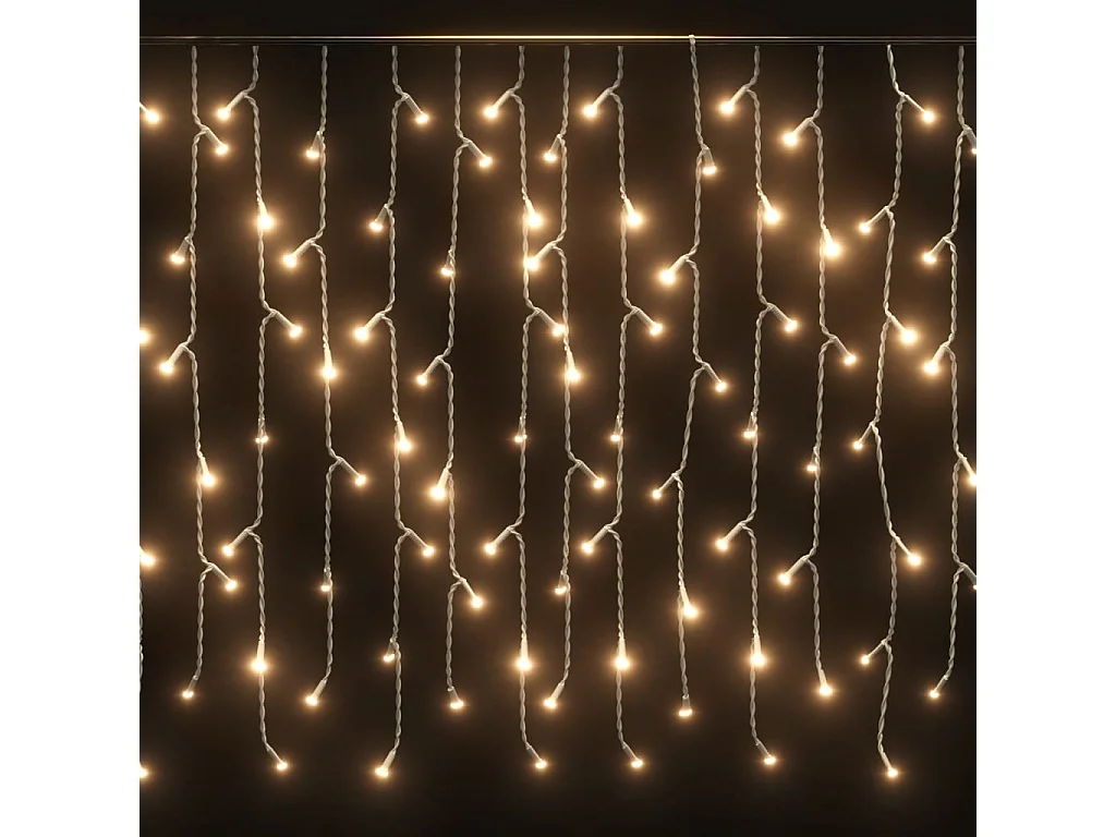 Rideau lumineux à glaçons LED 10m 400LED Blanc chaud 8fonctions