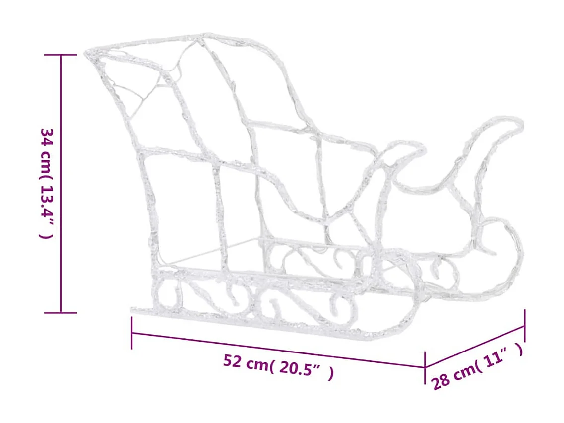 Decoração de Natal Rena e trenó 280x28x55 cm Acrílico