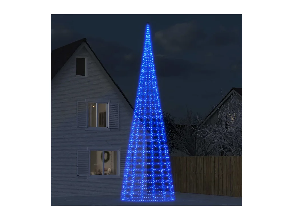 Albero di Natale illuminato su asta portabandiera 3000 LED blu 800 cm