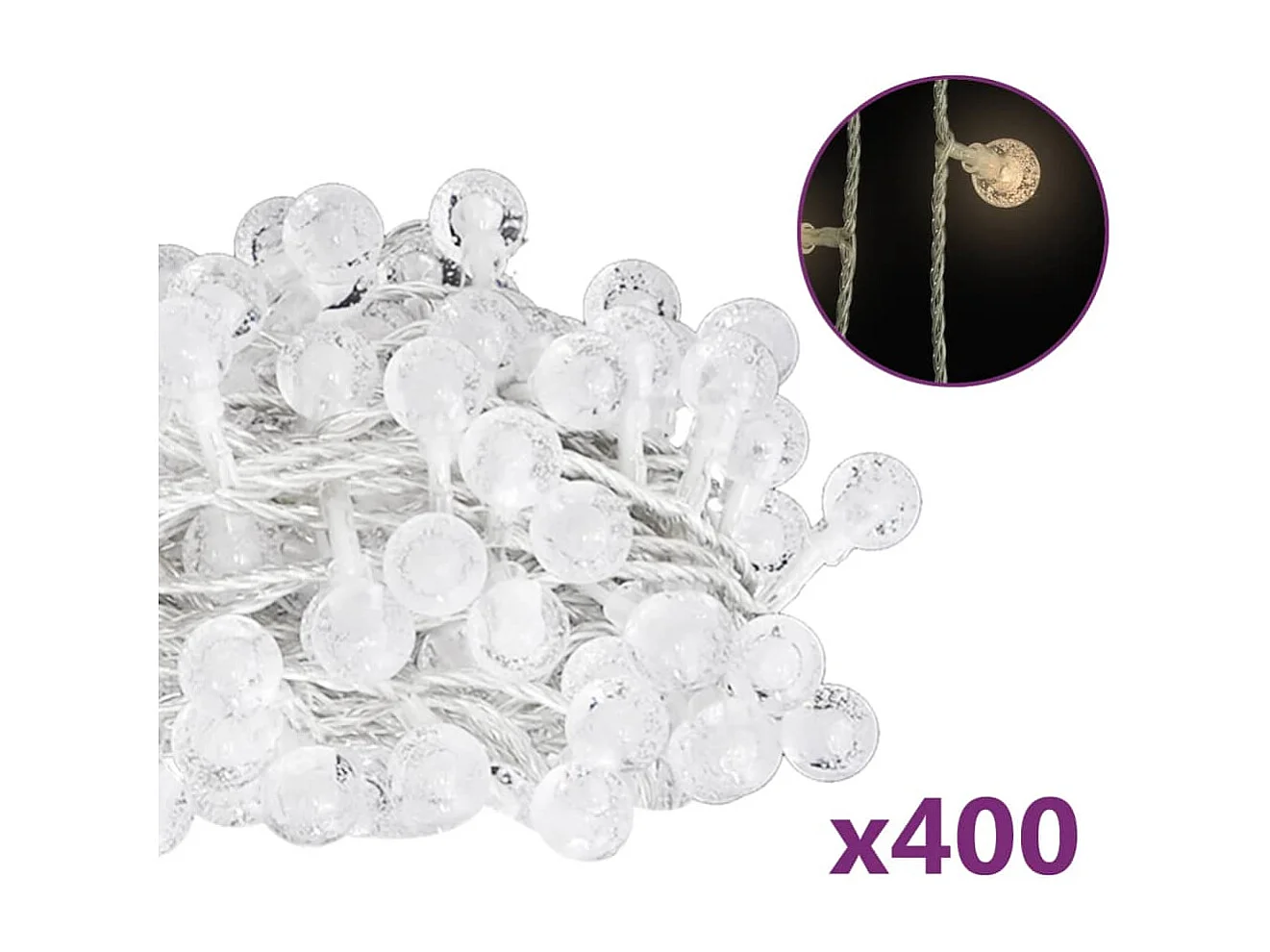 Guirlande lumineuse globe 40 m 400 LED blanc chaud 8 fonctions