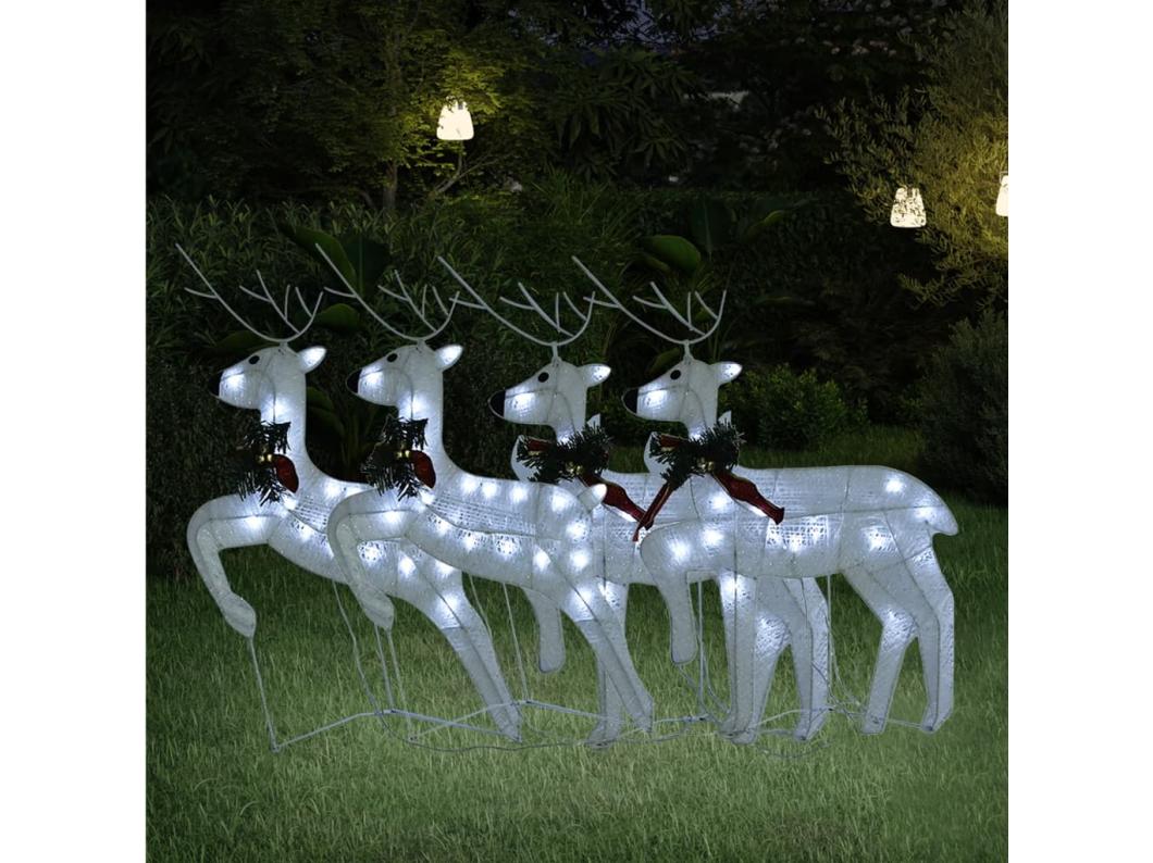 Rennes de Noël 4 pcs Blanc 80 LED